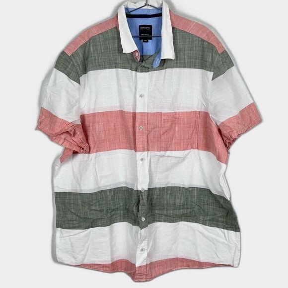 David Jones Cotton Stripe Short Sleeve Button Shirt - Picture 1 of 4